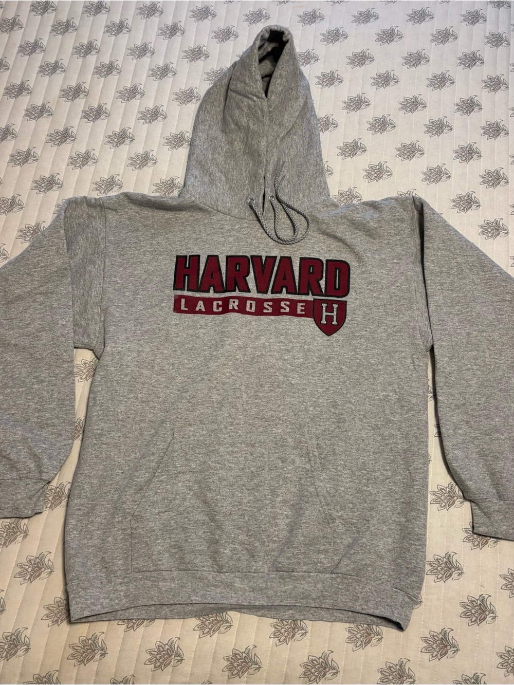 Vintage Harvard Lacrosse Hoodie with Maroon Logo